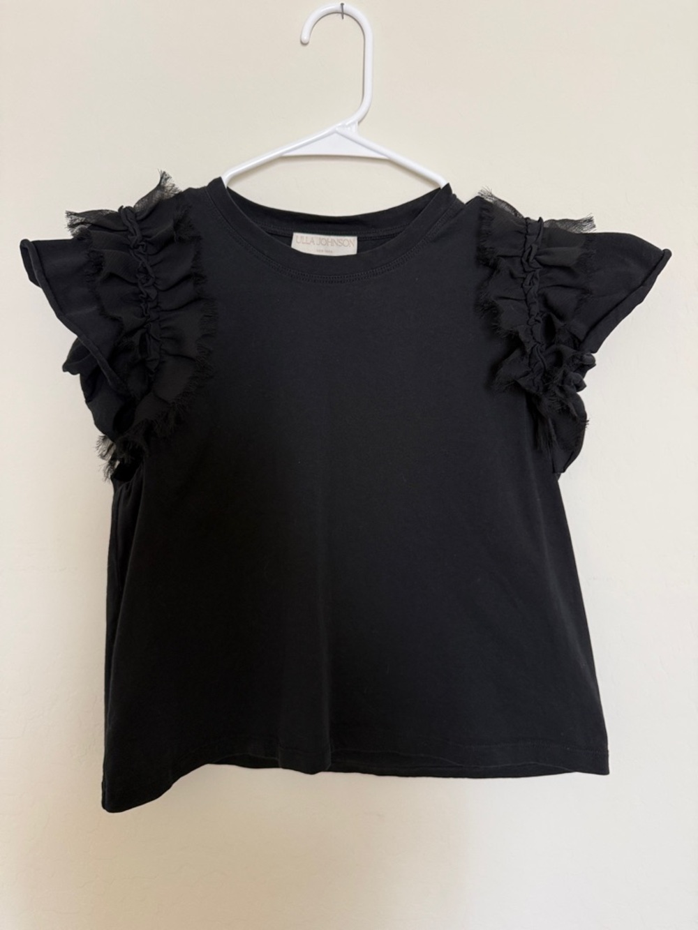 Ulla Johnson Black Ruffle Sleeve Tee Shirt